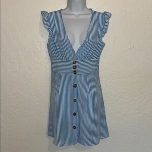 Blue Striped Button-Down Dress